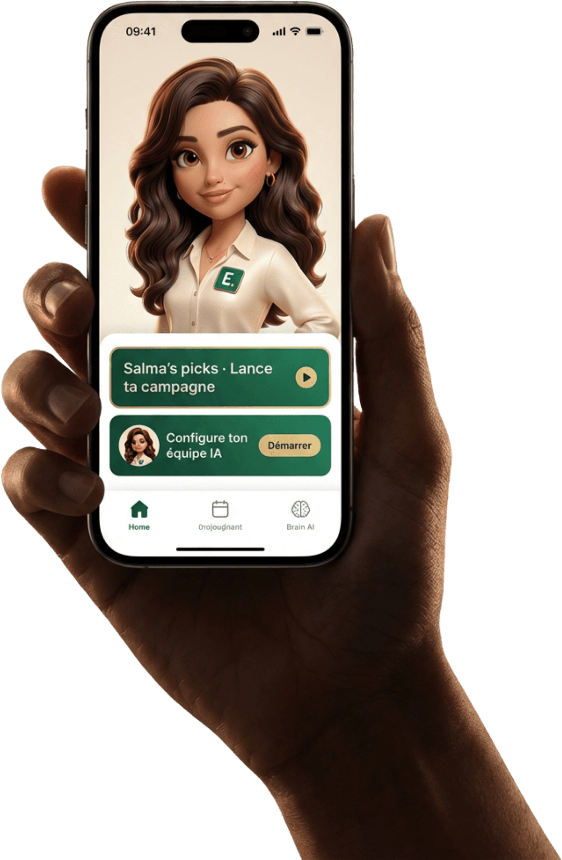 Main tenant un iPhone avec l'app Ekipia